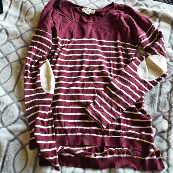 Striped Sweater Maroon + Cream - Picture 1 of 3